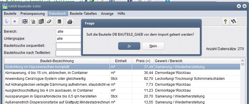 VGI-Expert GAEB Datei Import